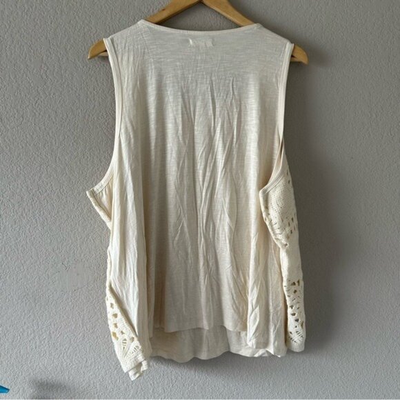 Maurices 3X Cream Sleeveless Crochet Blouse Tank Top Boho Chic Embellished - Picture 5 of 10